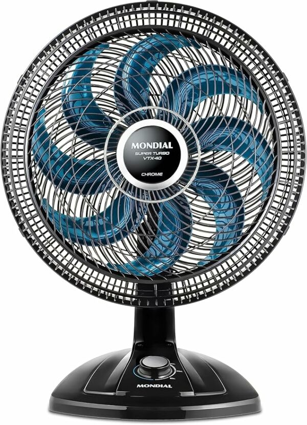 Ventilador de Mesa 40cm Super Turbo, Mondial, Preto/Azul, 140W, 110V - VTX-40-CHROME