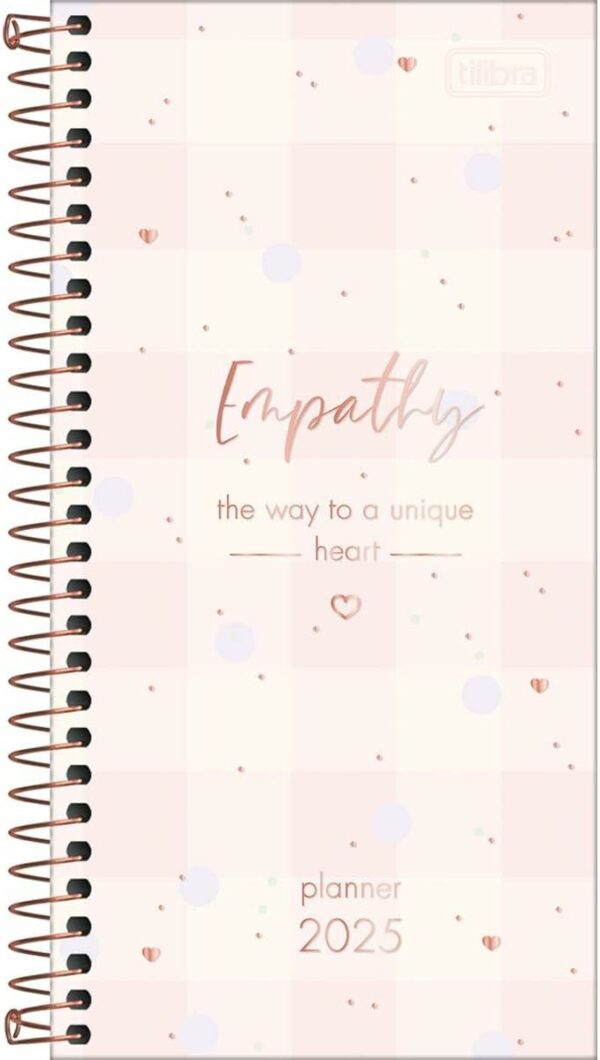 Tilibra - Planner Espiral 11,9 x 24 cm Soho 90 G 2025 - Xadrez Rosa - Empathy