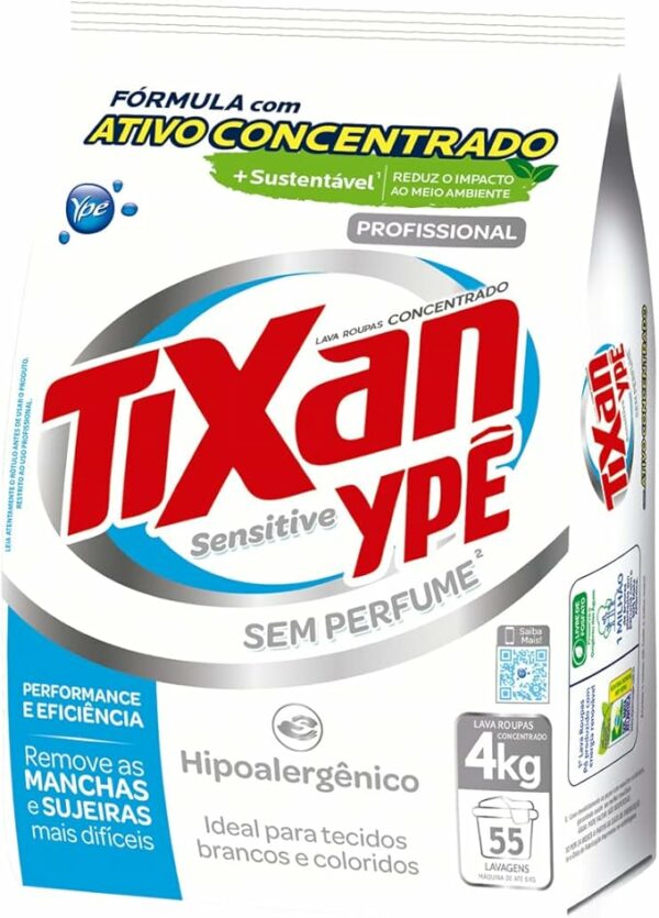 Ypê Lava Roupas em Pó Tixan Sensitive Sachê 4Kg