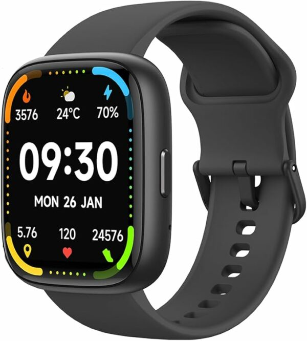 Bettdow SmartWatch, relogio smartwatch com Ecrã tátil e Alexa, à prova d'água IP68, relogio smartwatch feminino e masculino, com modo esportivo e recebimento de notificações (preto)